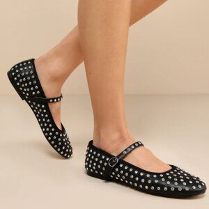 NEW House of Harlow 1960 Mary Jane Ballet Flats 7  Black Rhinestone Dazzle